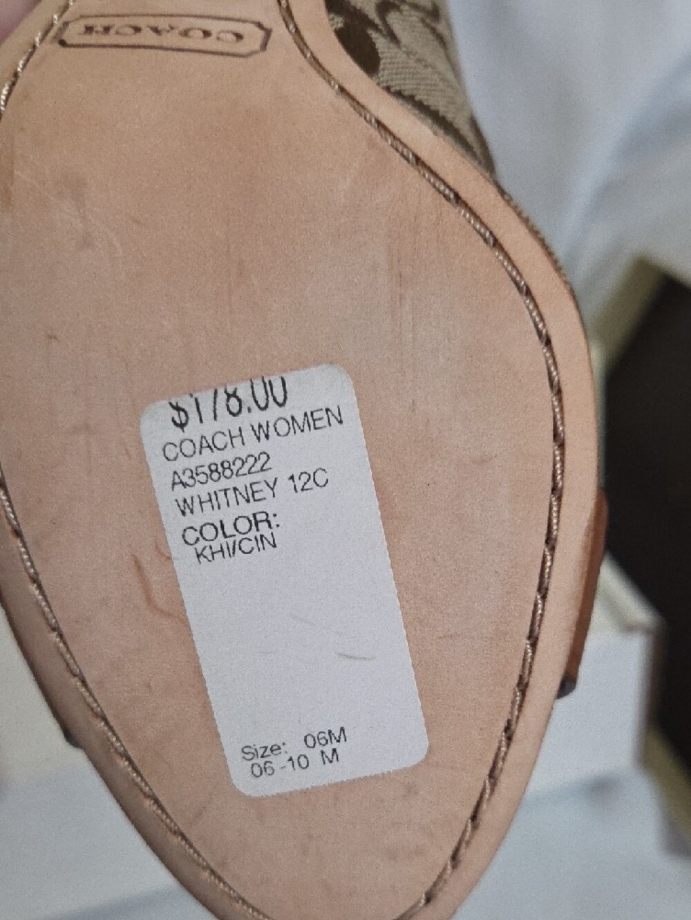 COACH Whitney Signature Canvas & Leather Heels US Women Size 6B Khaki/Cinnamon - Picture 12 of 12
